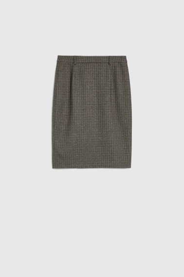 Ołówkowa spódnica do kolan ciemnobeżowa