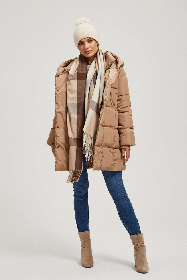 Szalik w dużą kratę brązowy