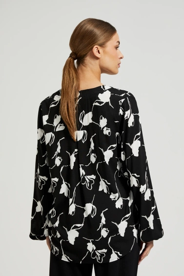 Koszula z nadrukiem kwiatów czarna 