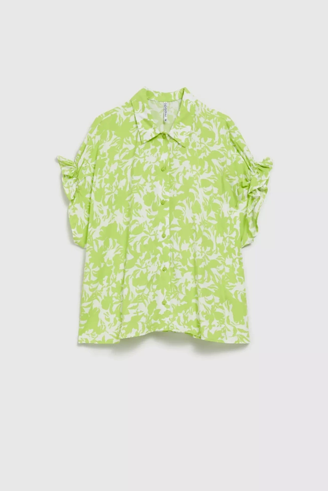 Koszula z marszczeniem na rękawach zielona