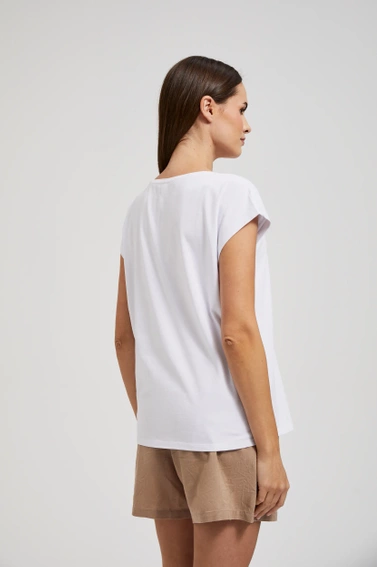 Bluzka z napisem i nadrukiem biała