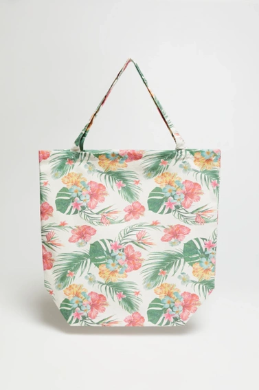 Bawełniana torba w tropikalny wzór różowa