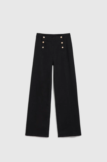 Jeansy z ozdobnymi guzikami czarne