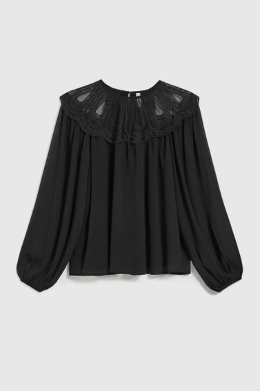 Koszula z ozdobnym dekoltem czarna