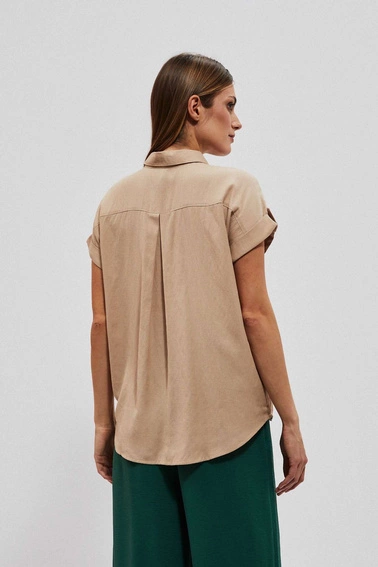 Koszula z krótkim rękawem ciemnobeżowa