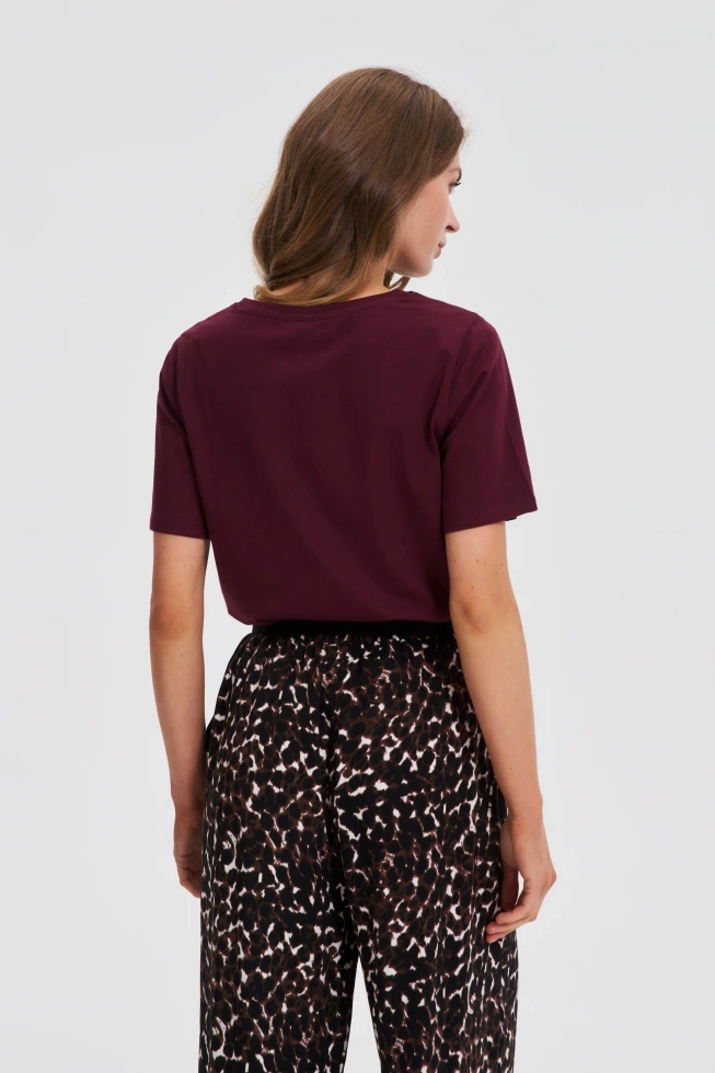 Gładki t-shirt burgunowy