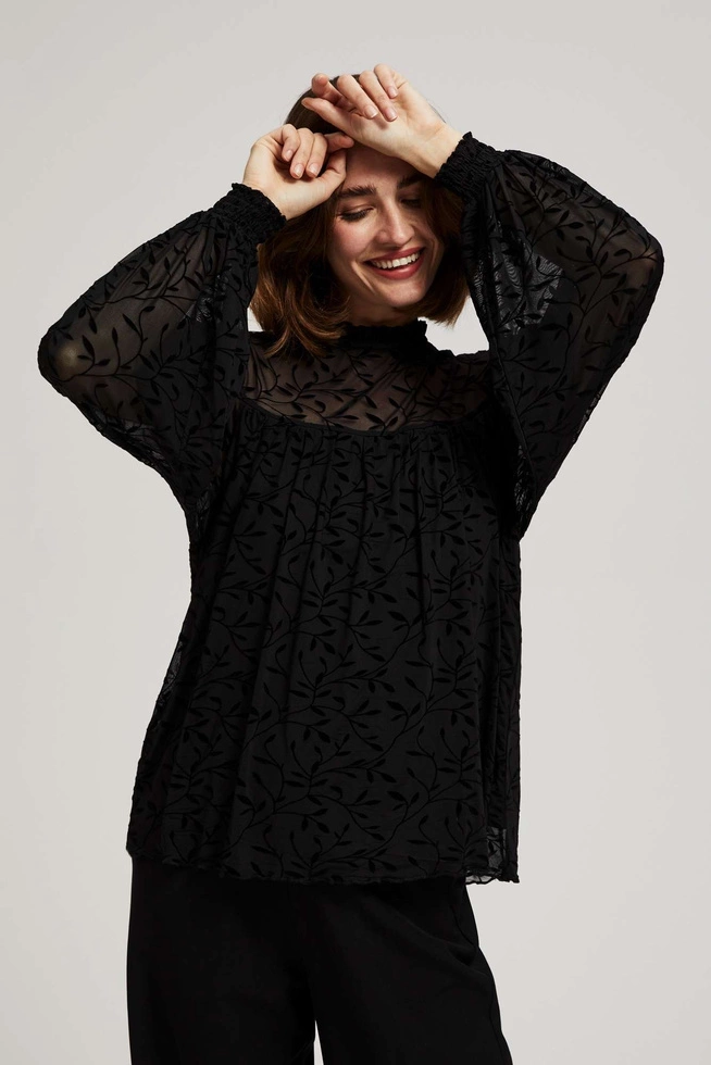 Koszula z bufiastymi rękawami czarna