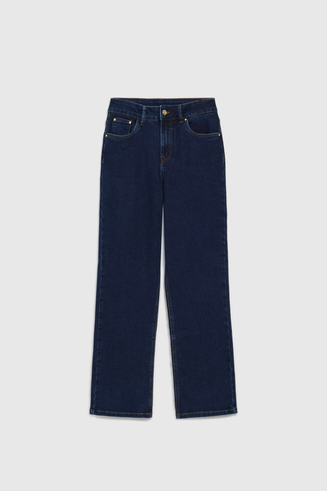 Gładkie jeansy granatowe