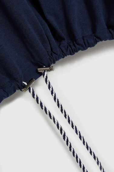 Bluza z kołnierzykiem i krótkimi rękawami granatowa