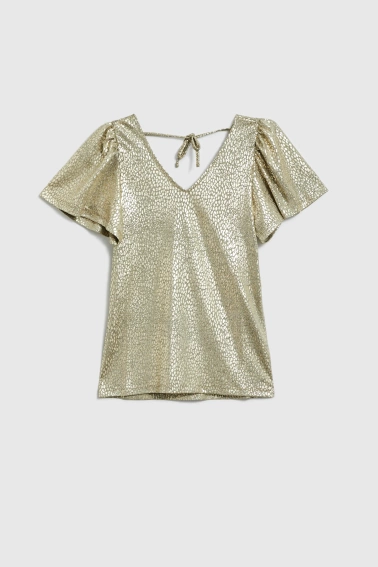 Bluzka z bufiastymi rękawami złota