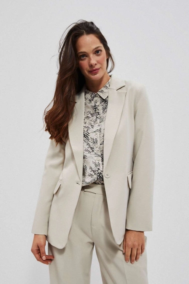 Jednorzędowa gładka marynarka piaskowa