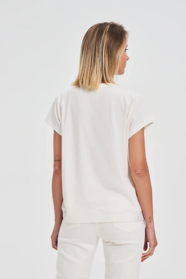 Bawełniana bluzka z nadrukiem biała