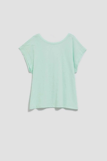 T-shirt z odkrytymi plecami miętowy