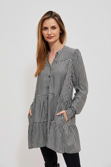 Koszula z falbaną biało czarna