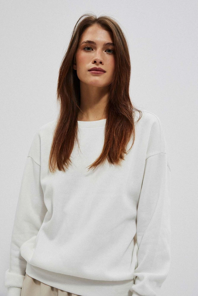 Bluza z dekoltem na plecach perłowa