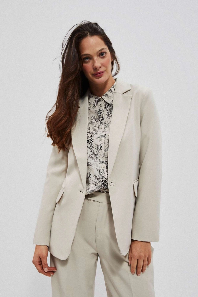 Jednorzędowa gładka marynarka piaskowa