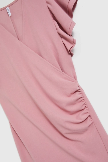 Sukienka z falbanami na rękawach różowa