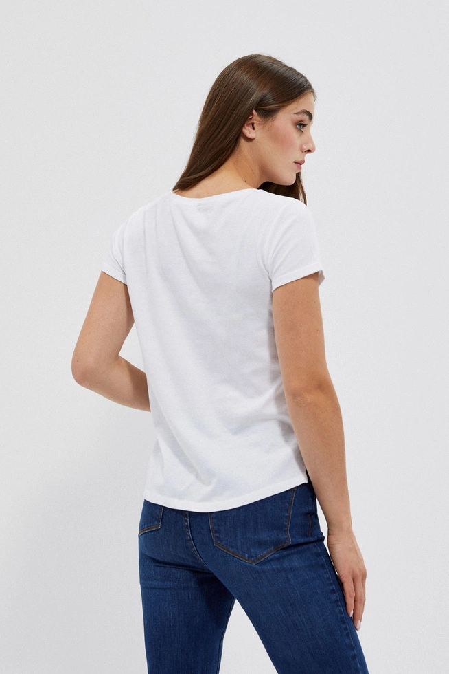 Bawełniany t-shirt z kieszkonką biały