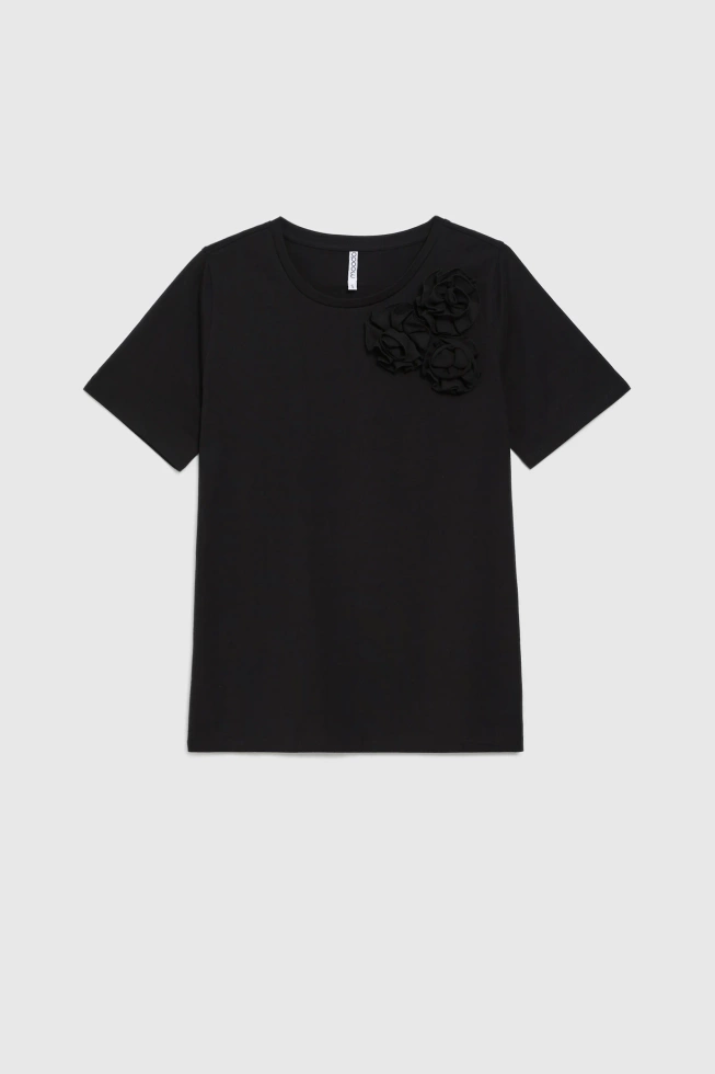 Bawełniana bluzka z aplikacją czarna