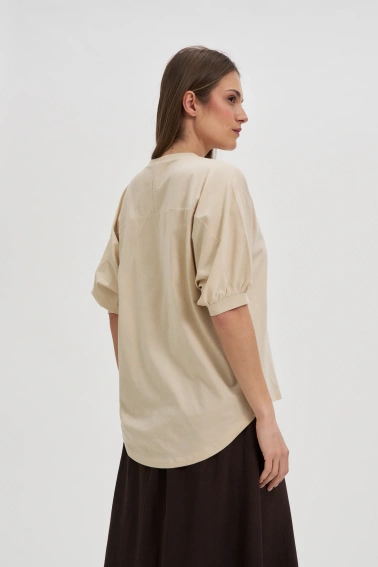 Bawełniana bluzka oversize beżowa