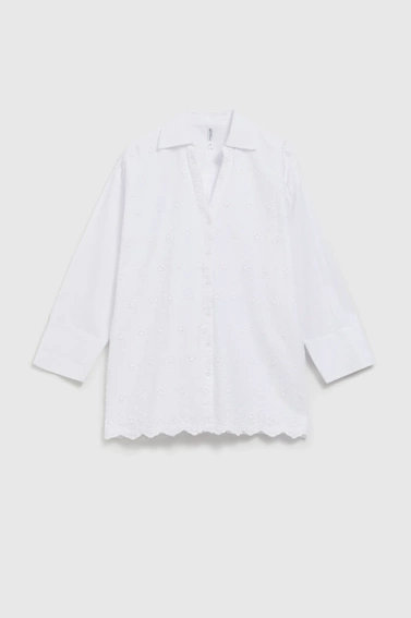 Koszula oversize z dekoltem w serek biała