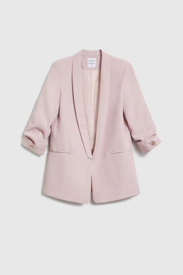 Marynarka z marszczonymi rękawami różowa 