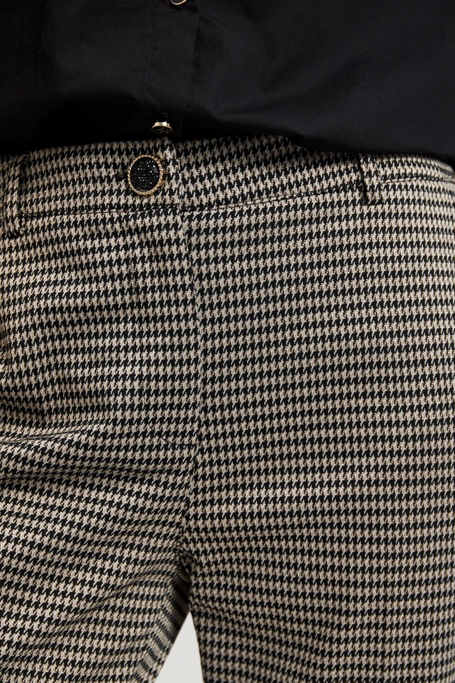 Eleganckie spodnie w pepitkę beżowe