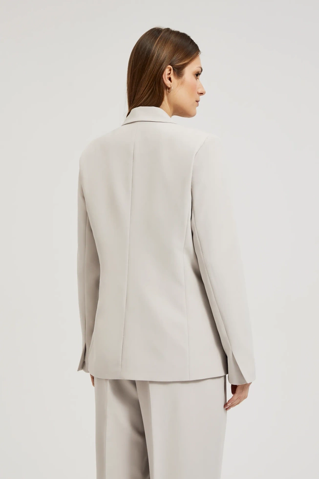 Dwurzędowa gładka marynarka szara