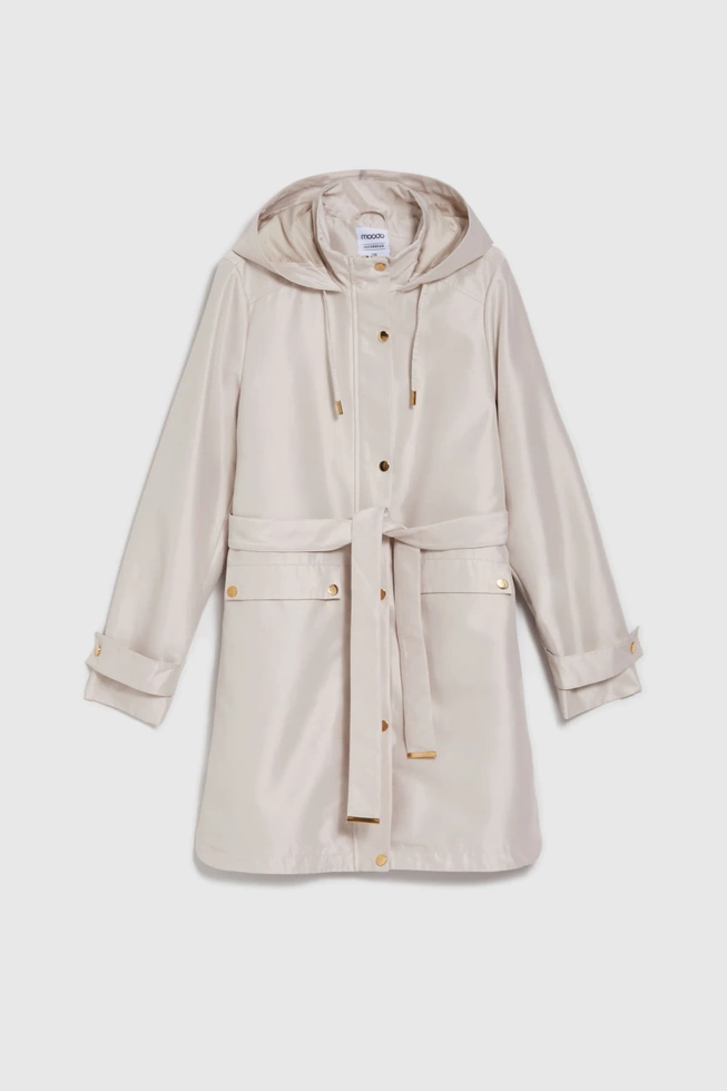 Parka z kapturem beżowa