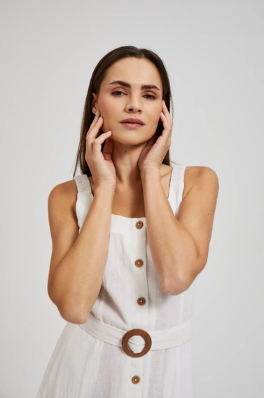 Wiskozowa sukienka z paskiemi biała