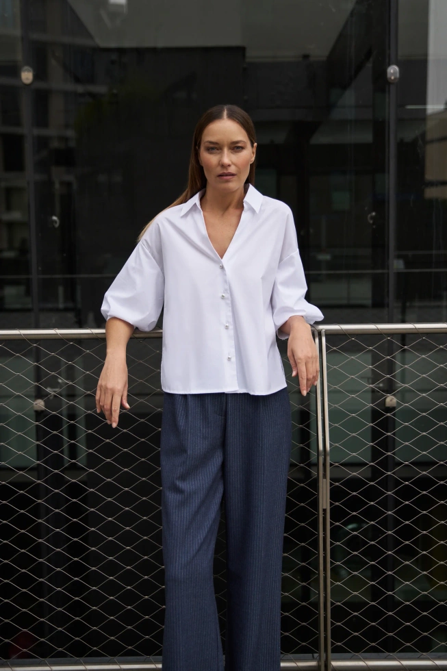 Koszula z krótkimi rękawami biała