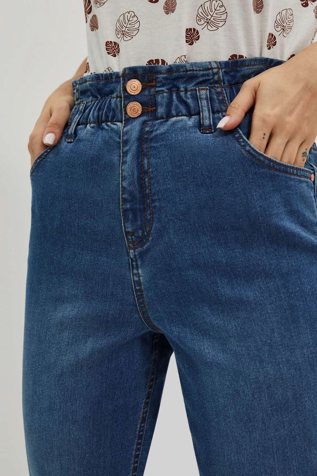 Jeansy paper bag ciemnoniebieskie