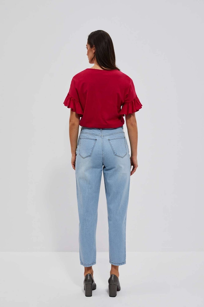 Jeansy mom fit z wysokim stanem błękitne