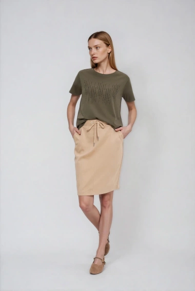 Bluzka z dżetami oliwkowa