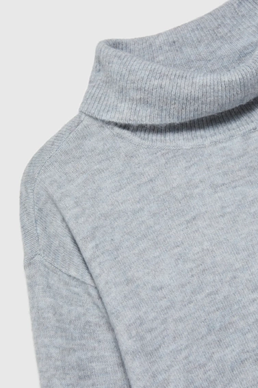Sweter z golfem i długimi rękawami szary