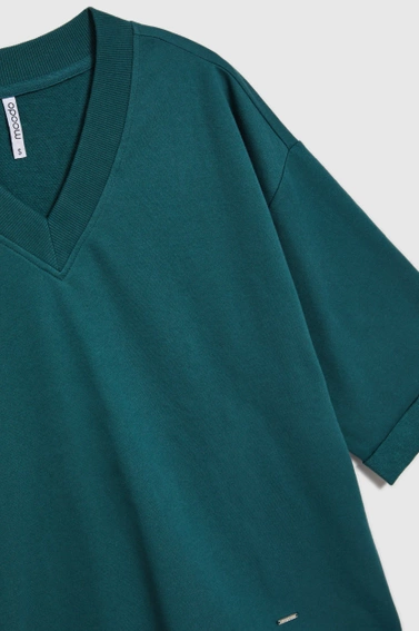 Bluza oversize z dekoltem w serek zielona