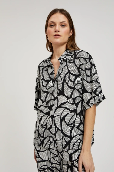 Wiskozowa koszula czarno-biała