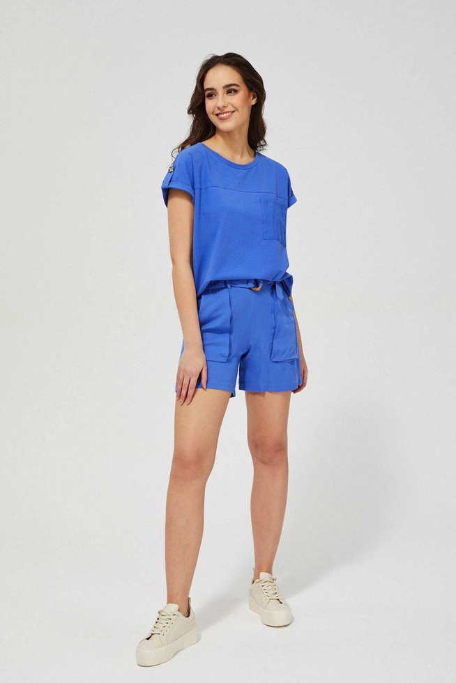 Szorty z wiskozy błękitne