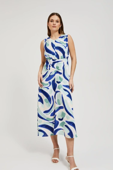 Wzorzysta sukienka midi miętowa