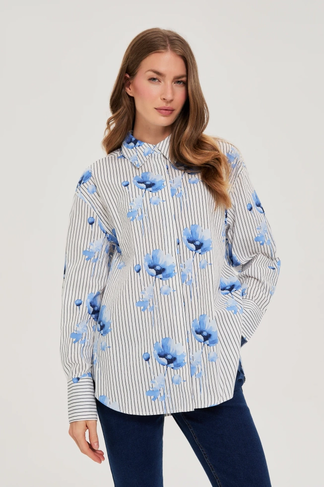 Koszula w kwiaty biała