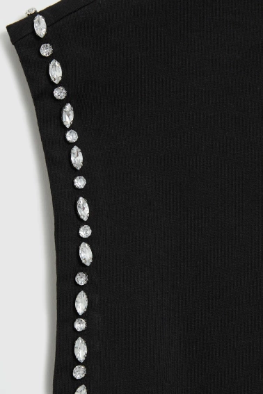 Bawełniana bluzka z ozdobionymi rękawami czarna