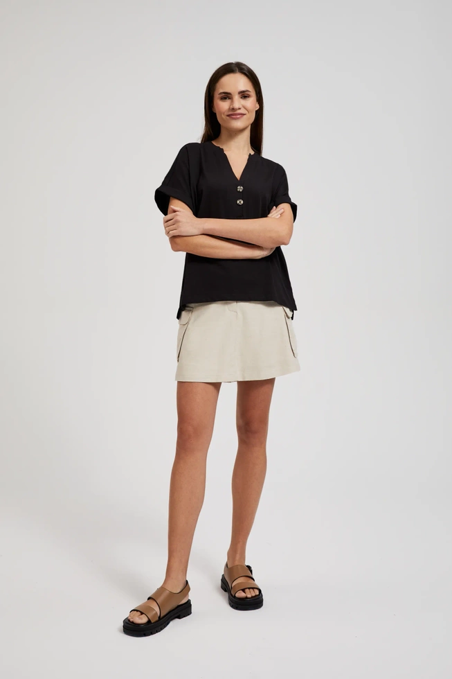 Bawełniana bluzka z guzikami czarna