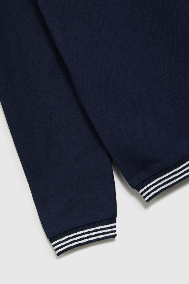 Bawełniana bluzka z długimi rękawami granatowa