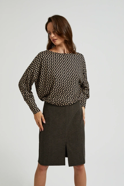 Wzorzysty sweter z długimi rękawami czarny