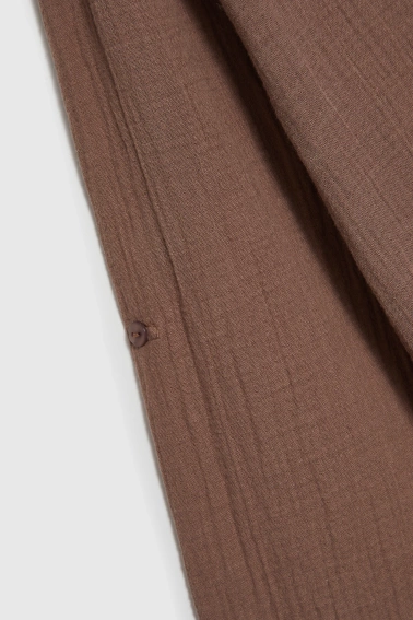 Koszula z bawełnianego muślinu brązowa