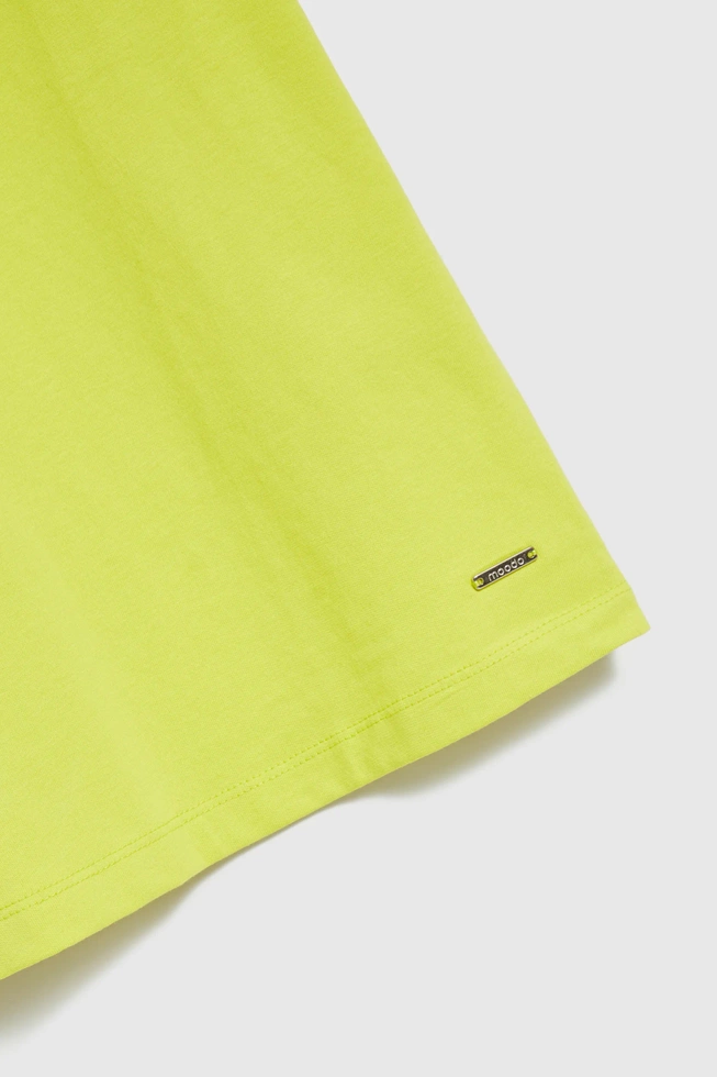 Gładka bluzka z okrągłym dekoltem limonkowa