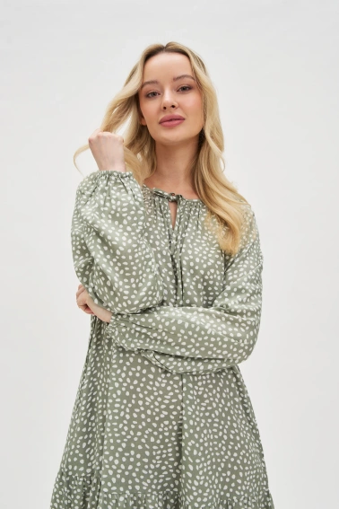 Wiskozowa sukienka oliwkowa