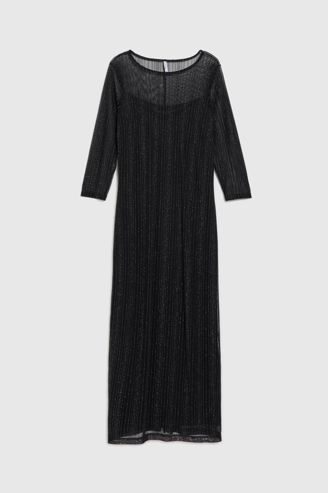Sukienka maxi z metalizowaną nitką czarna