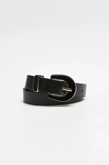 Pasek z szeroką klamrą czarny