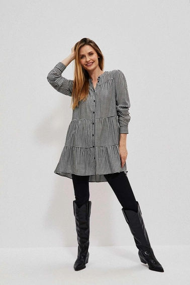 Koszula z falbaną biało czarna